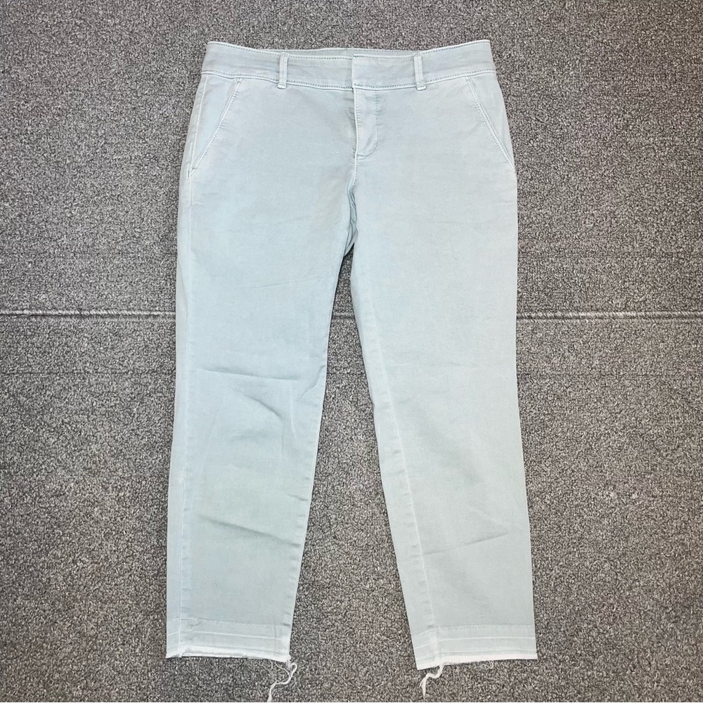 Loft Original Crop Pants Womens Size 6P Green Raw Hem Stretch Beach Preppy